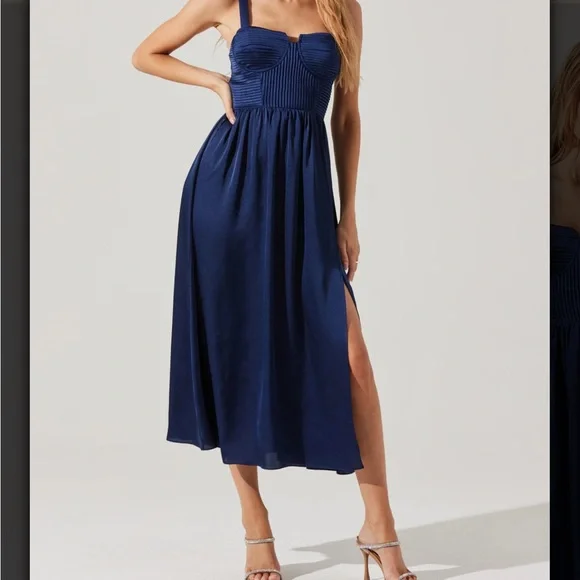Astr Navy Blue Midi Dress - Picture 3 of 4
